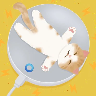 An orange and white cat relaxing inside a futuristic capsule